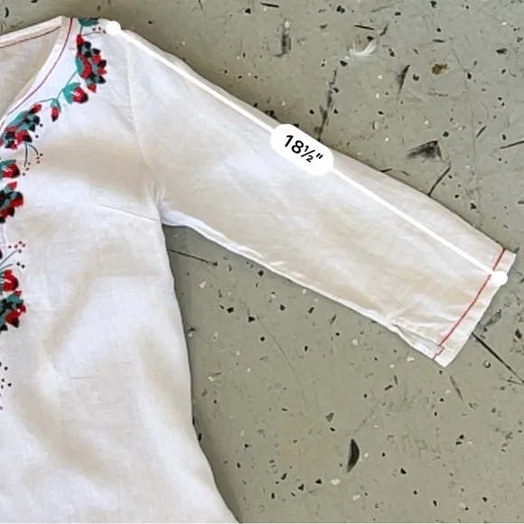 Tommy Bahama Linen Embroidered Tunic Top XS Boho Floral White - Picture 13 of 15